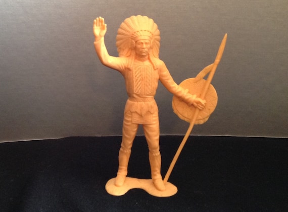 Vintage 1964 Marx Toys Indian Action Figure Holding a Spear and