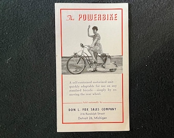 Three Vintage 1950s Powerbike Brochures -- Kit for Converting to a Gas-Powered Bicycle -- Don L. Fox Sales Company, Detroit, Michigan.