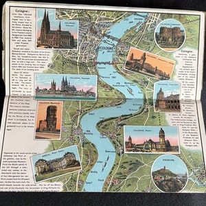 Vintage 1930s Foldout Panoramic Guide to the Rhine (Germany) from Mayence to Cologne, Published by W. Suder of Mainz, Germany
