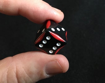 Five Sophisticated Poker Dice -- Black and White and Red Like a White Stripes Album -- Includes Plastic Carrying Case