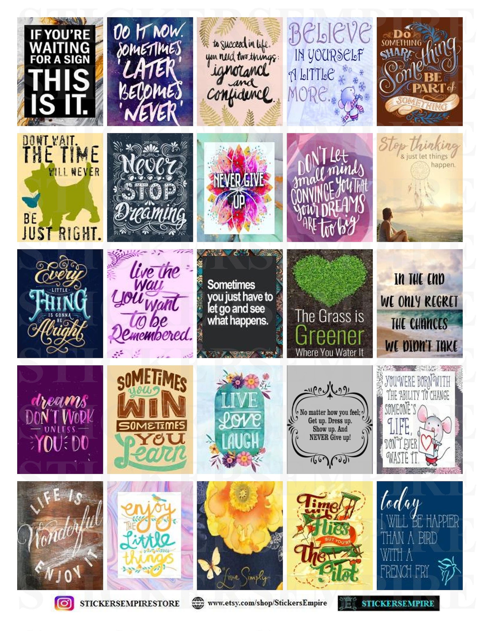 Quote Stickers Motivational Quotes Printable Life Planner - Etsy