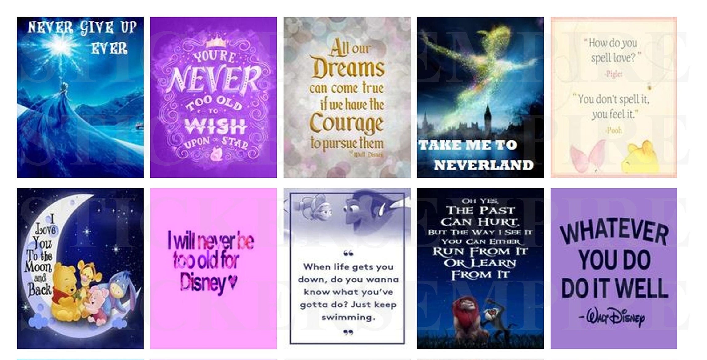 Disney Quotes Motivational Printable Sticker Sheet DIY | Etsy