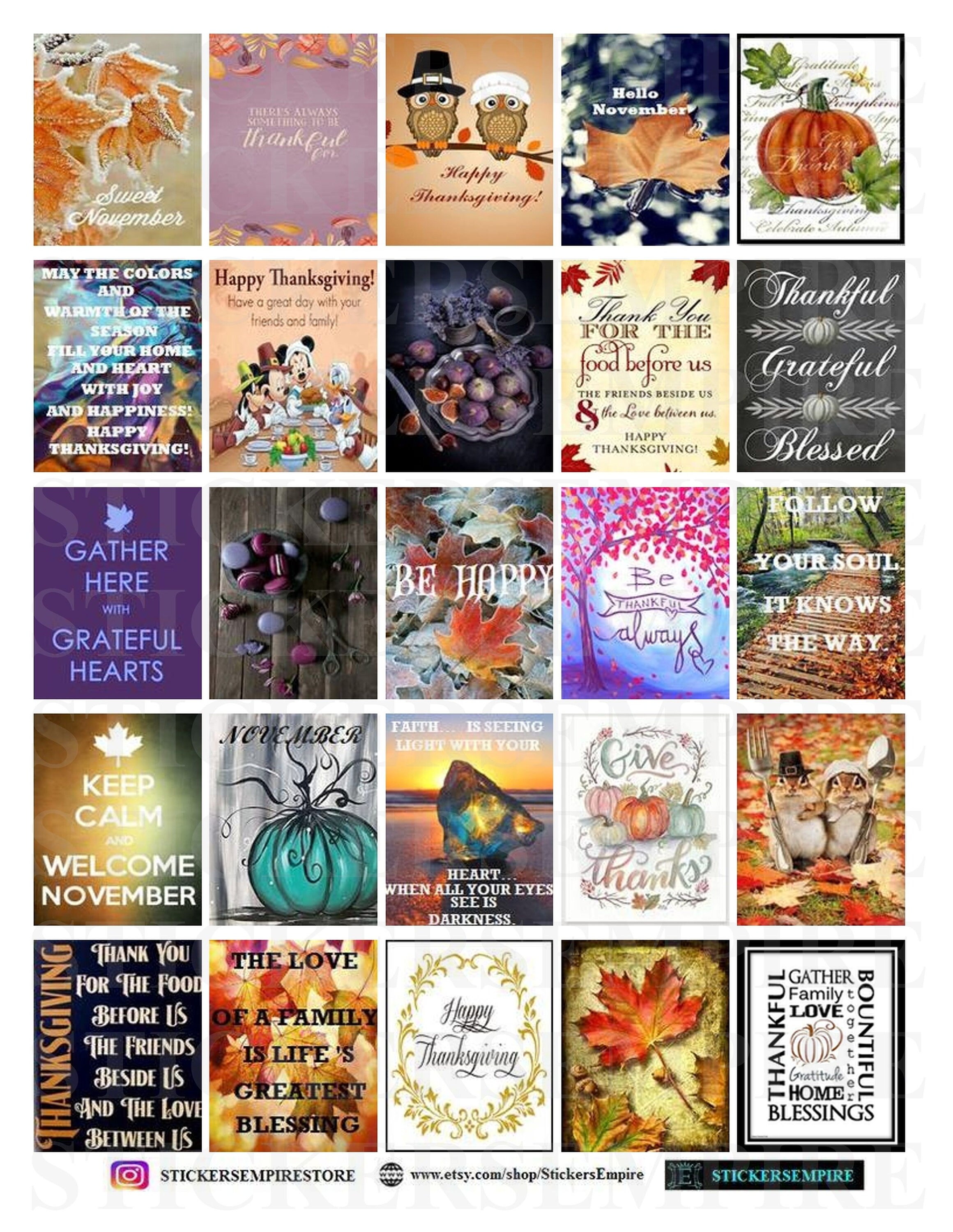 November Planner Printable Sticker Sheet Print at Home | Etsy