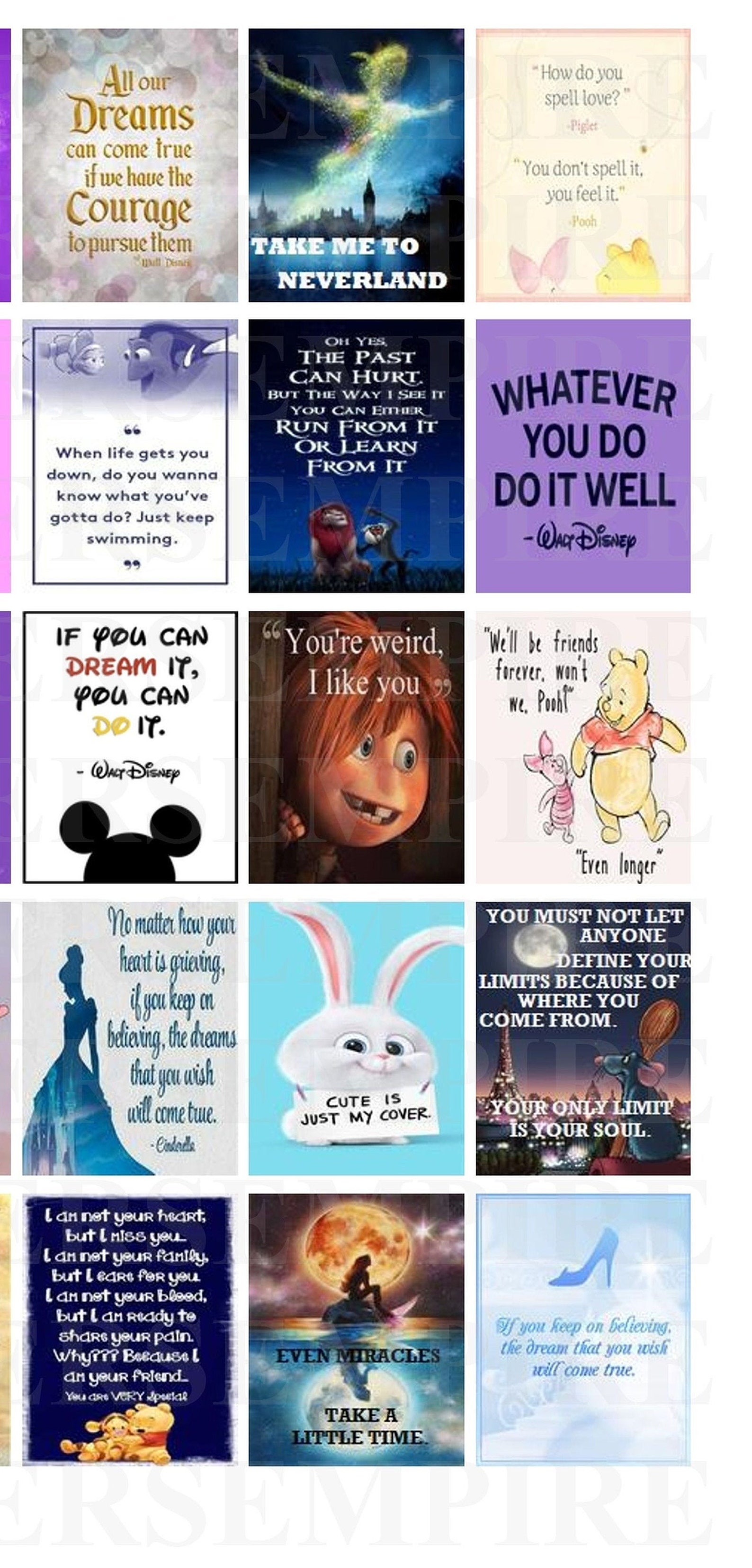 Disney Quotes Motivational Printable Sticker Sheet DIY | Etsy