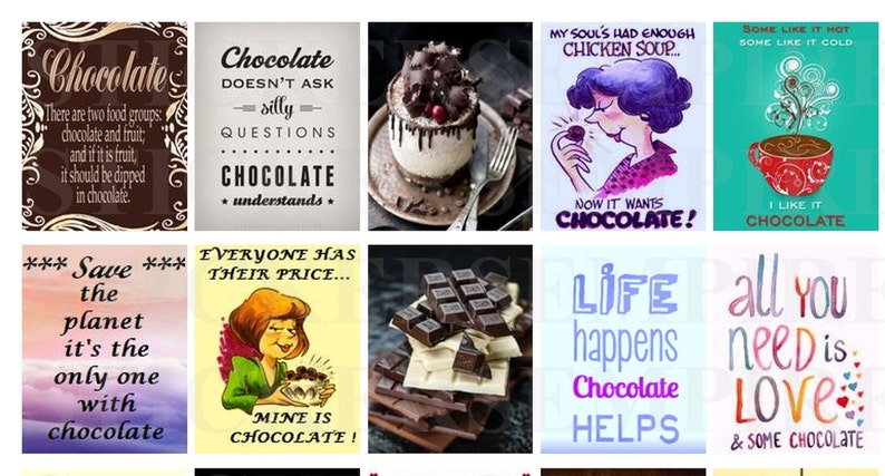Chocolate Quotes Printable Sheet Chocolate Inspiration | Etsy