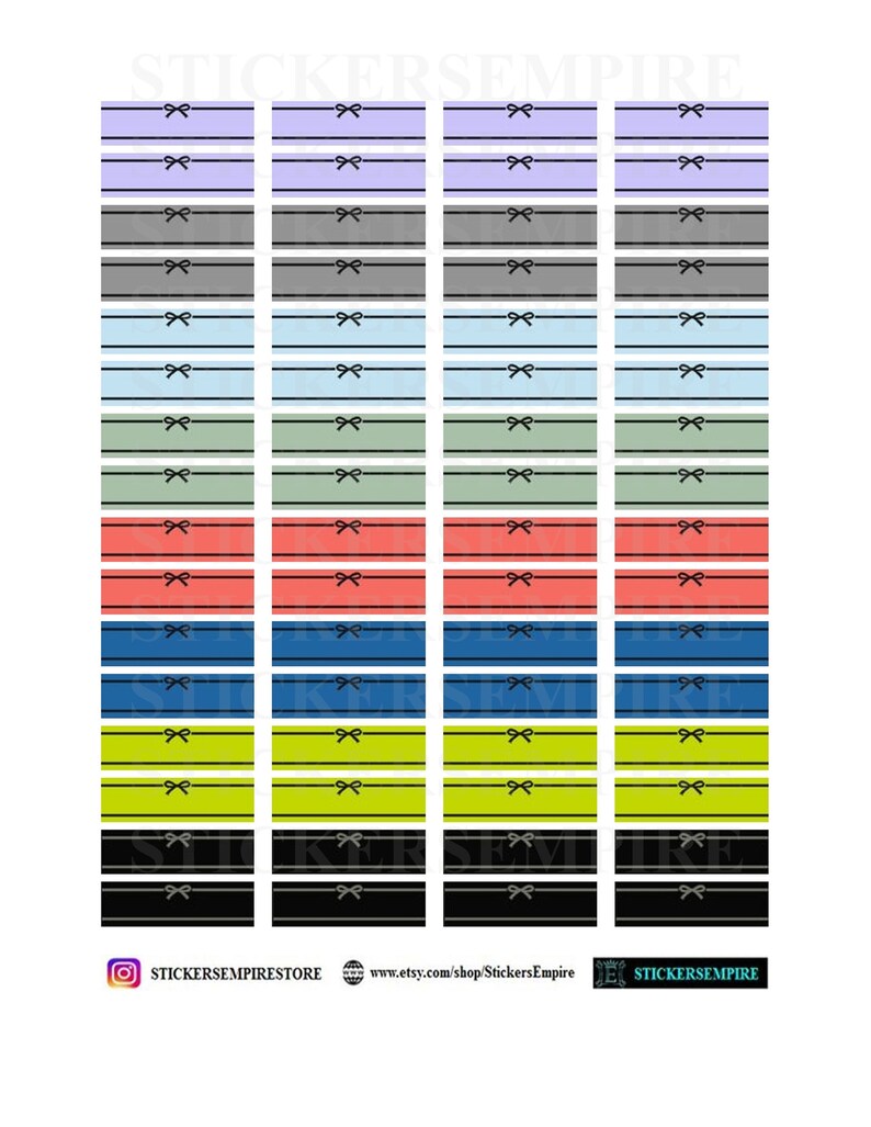 BOW LABEL Printable Planner Stickers/quarter Box Stickers for Erin ...