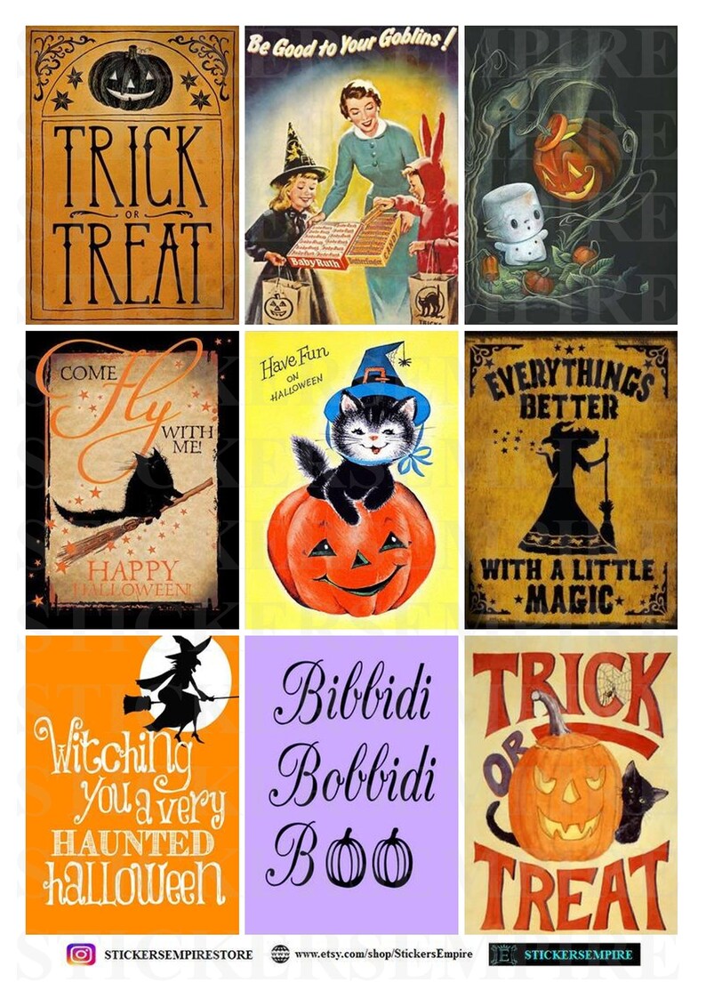 Halloween Pocket Letter Collage Sheet Ready to Print | Etsy
