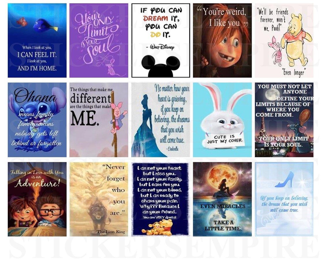 Disney Quotes Motivational Printable Sticker Sheet DIY | Etsy