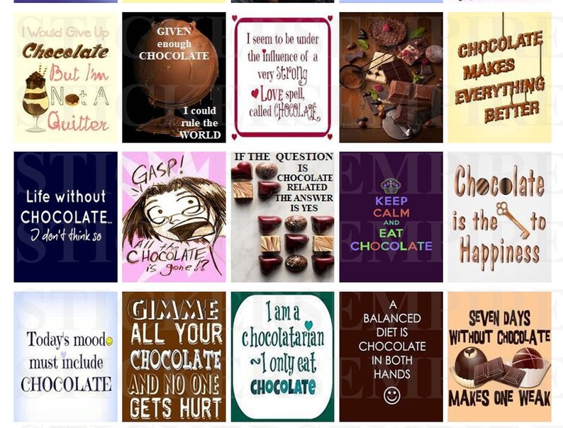 Chocolate Quotes Printable Sheet Chocolate Inspiration | Etsy