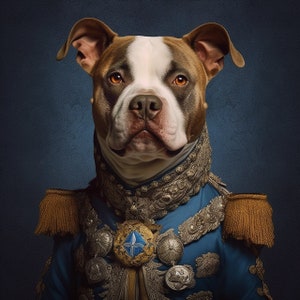 Gentleman Hund Vintage Portrait, viktorianische pitbull Malerei, Tiere in Kleidung Dekor, lustige Tierkunst, Waldtier, pitbull, dunkle Kunst