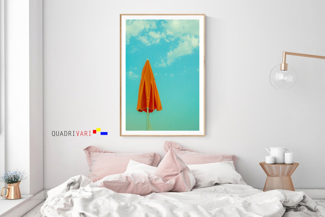 Beach Umbrella Print Italy Wall Art Modern Beach Decor Etsy
