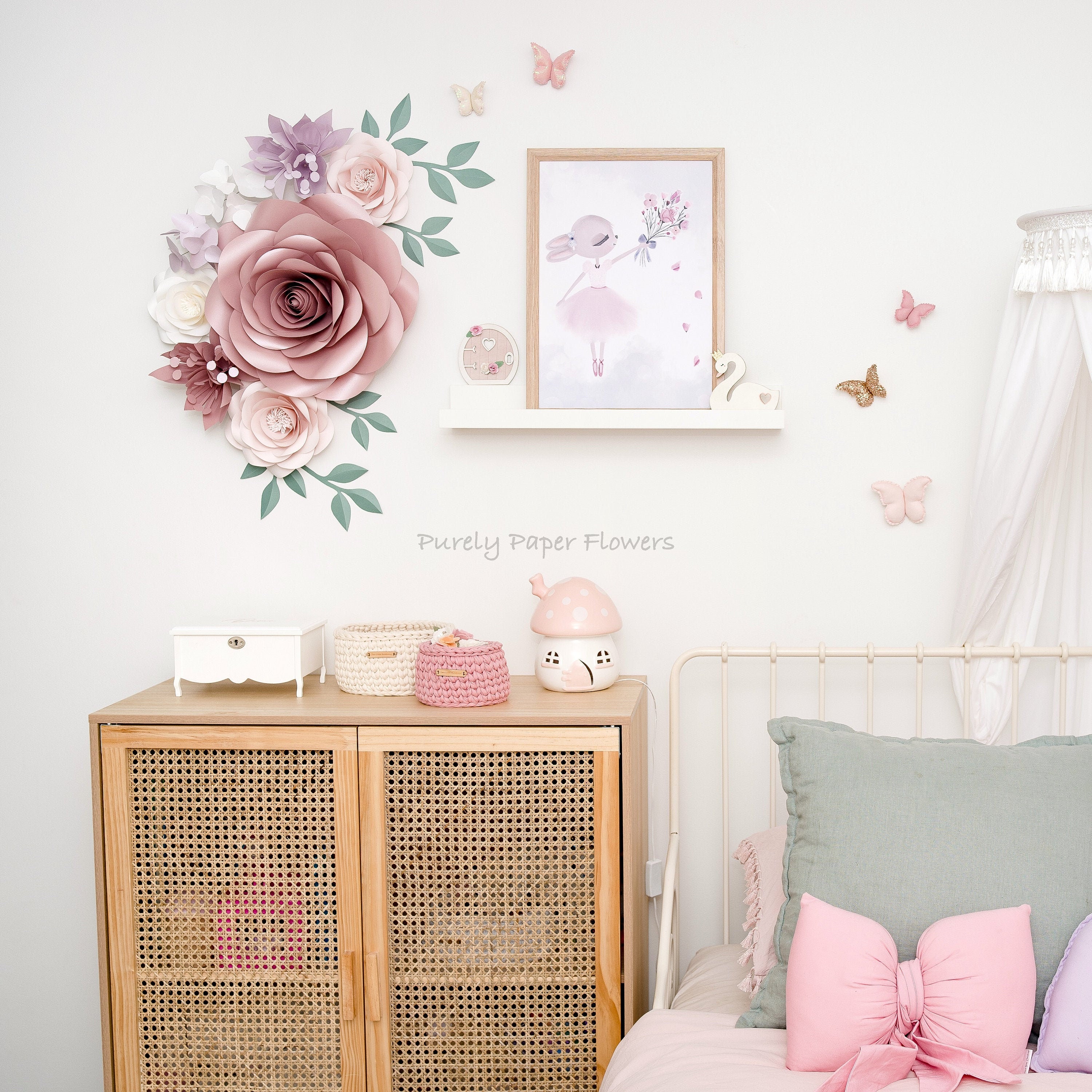 Girls Nursery Paper Flowers Wall Decor Blush Paper Flowers Nursery