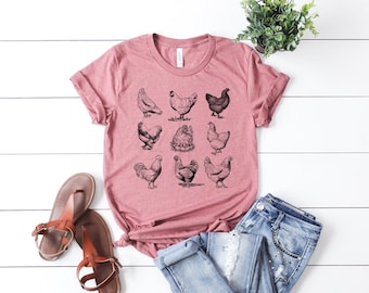 Vintage Chicken Graphic T-Shirt - Graphic Tee  - Shirts For Moms - Chicken Mom Shirts - chicken shirt - Gifts for mom - farm t-shirts