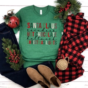 Santa Clause Hot Chocolate Christmas Lights - Custom Graphic Christmas Tree T-Shirt Apparel For Women