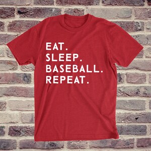 Eat Sleep Baseball Rapport - Jugend-Shirt - Hemden für Kinder - Sportkinderhemden - Coole Kinderhemden - Baseball-Kinderhemd - Baseballleben