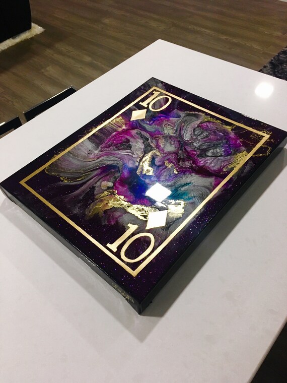 Poker Room Art Playing Card Poker Art Game Room Resin Glitter Custom Man Cave Gift Idea Ace Of Spades Diamonds Hearts Clubs King Queen Jack