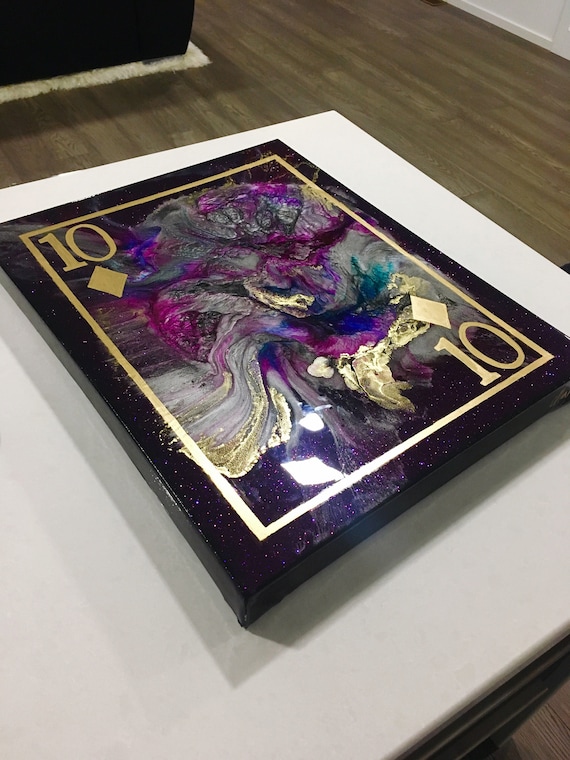 Poker Room Art Playing Card Poker Art Game Room Resin Glitter Custom Man Cave Gift Idea Ace Of Spades Diamonds Hearts Clubs King Queen Jack