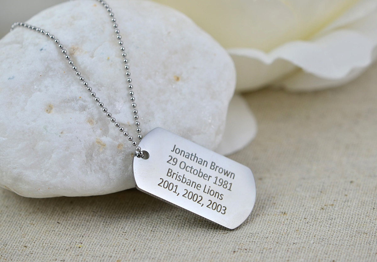Custom Engraved Military Dog Tag Necklace