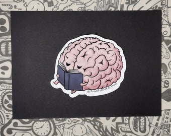 Reading Brain Vinyl Sticker || Bookworm sticker || Stickers for introverts