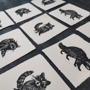 Raccoons Original Lino Prints Set Hand printed linocut image 5