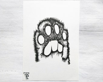 Cat Paw Original Linocut // Toe Beans Linoprint
