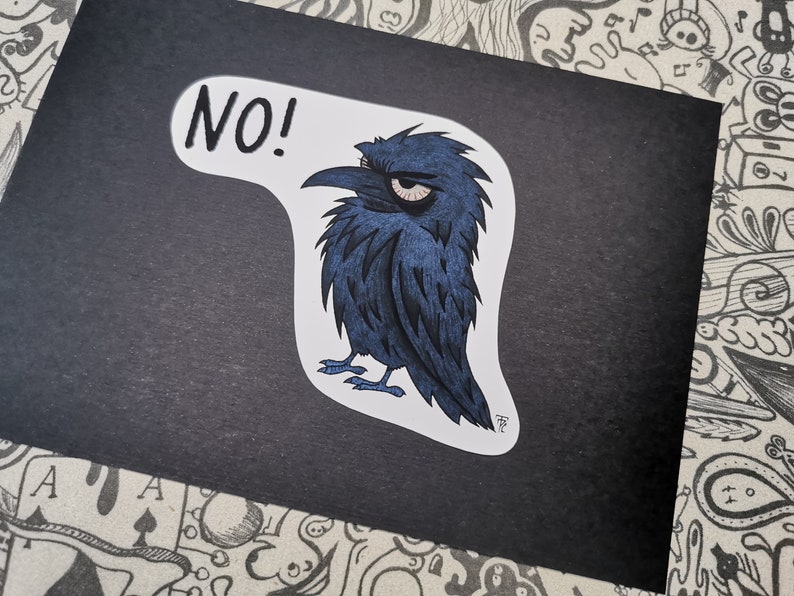 Grumpy Raven Stickers crow Raven Sticker Vinyl stickers image 2