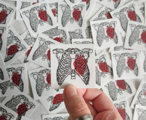 Brustkorb mit Herz Vinyl Sticker || Anatomie Sticker