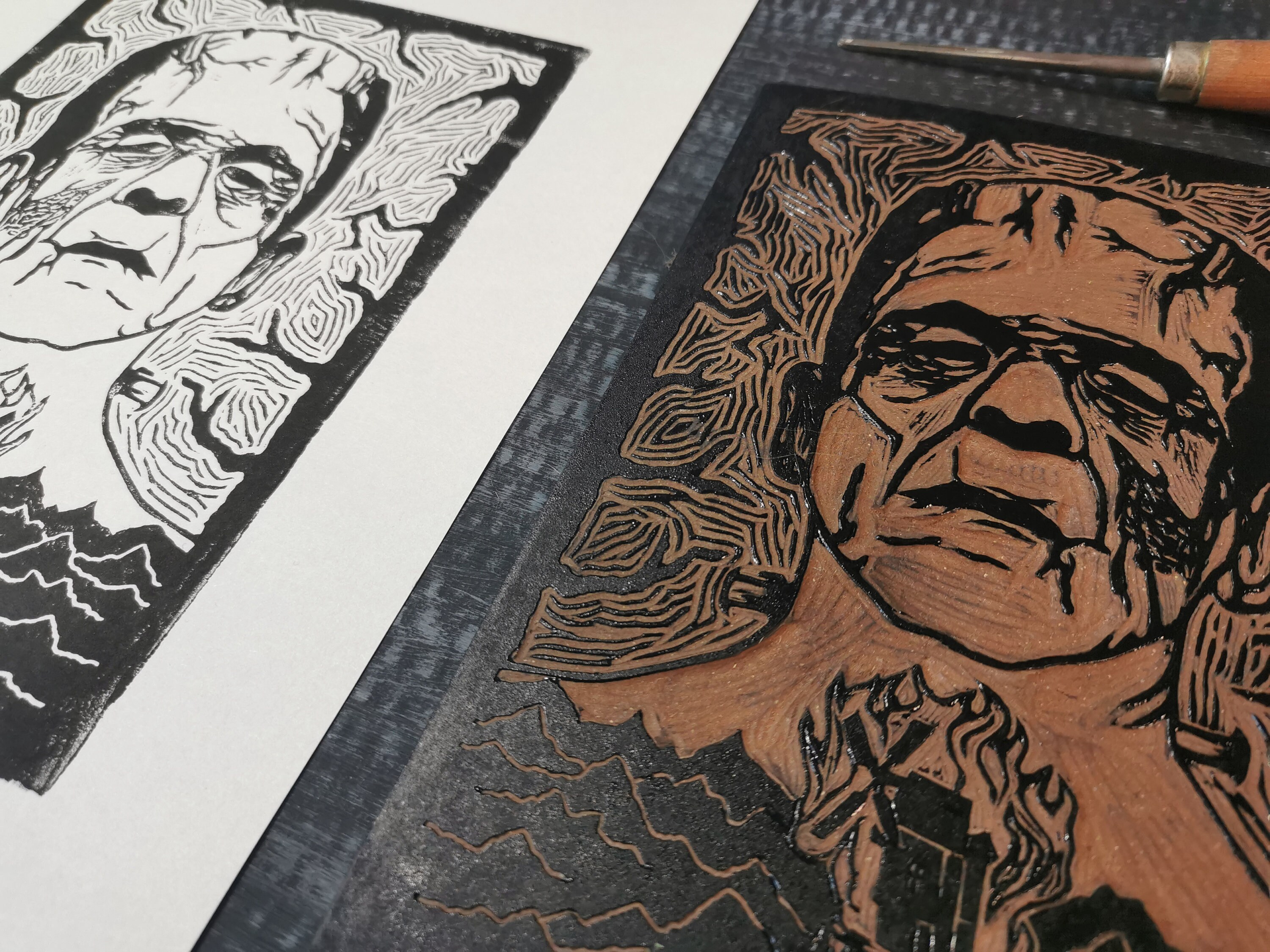 Monster Linocut Frankenstein's Monster Original Linocut // Halloween Linoprint - Etsy