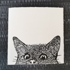 Katze Original Linoldruck || Handgedruckter Linolschnitt