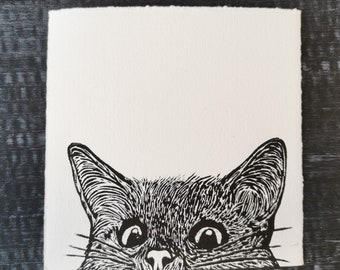 Katze Original Linoldruck || Handgedruckter Linolschnitt