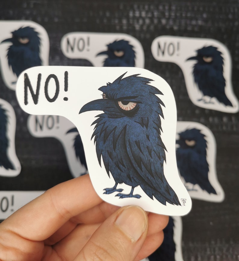 Grumpy Raven Stickers crow Raven Sticker Vinyl stickers image 4