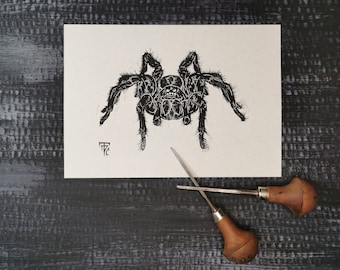 Spider original lino print || Hand printed linocut