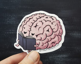 Reading Brain Vinyl Sticker || Bookworm Sticker || Stickers for Introverts