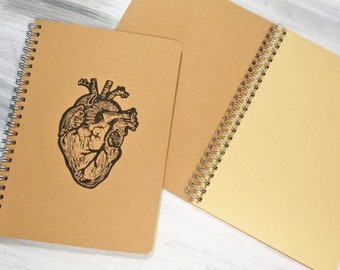 Anatomical Heart Notebook // Blank Sketchbook // A5