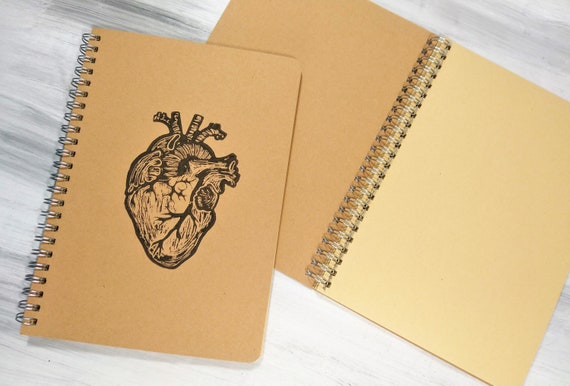 Anatomical Heart Notebook // Blank Sketchbook // A5 