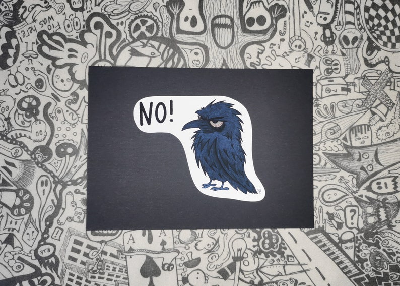 Grumpy Raven Stickers crow Raven Sticker Vinyl stickers image 1