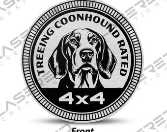 Treeing Coonhound Rated 4x4 Vehicle Badge