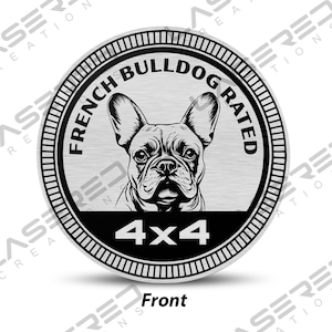 French Bulldog Rated 4x4 Vehicle Badge