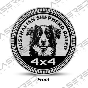 Insignia de vehículo 4x4 con clasificación de pastor australiano