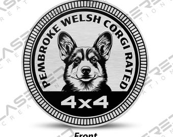 Pembroke Welsh Corgi Rated 4x4 Vehicle Badge