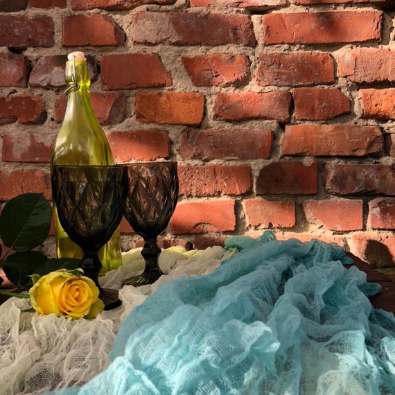 Cheesecloth Runner Teal Wedding Decor Centerpiece Gauze Runner Etsy
