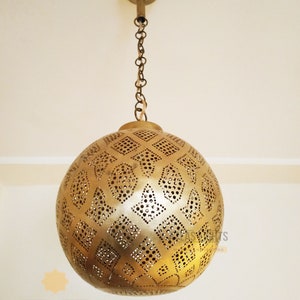 Moroccan Pendant Light , Moroccan Lamp, Fixture Lights Brass Closed Bottom , Moroccan Lampshades Handmade, New Home Decor Lighting image 3