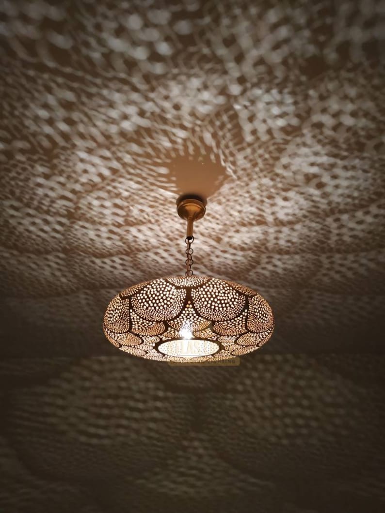Moroccan lamp\u00a0 Copper Handmade Engraved Moroccan Lamp Pendant Light Brass Antique Vintage New Home Decor Lighting