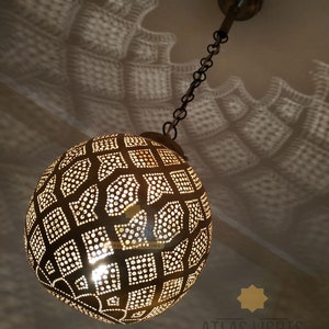 Moroccan Pendant Light , Moroccan Lamp, Fixture Lights Brass Closed Bottom , Moroccan Lampshades Handmade, New Home Decor Lighting image 4