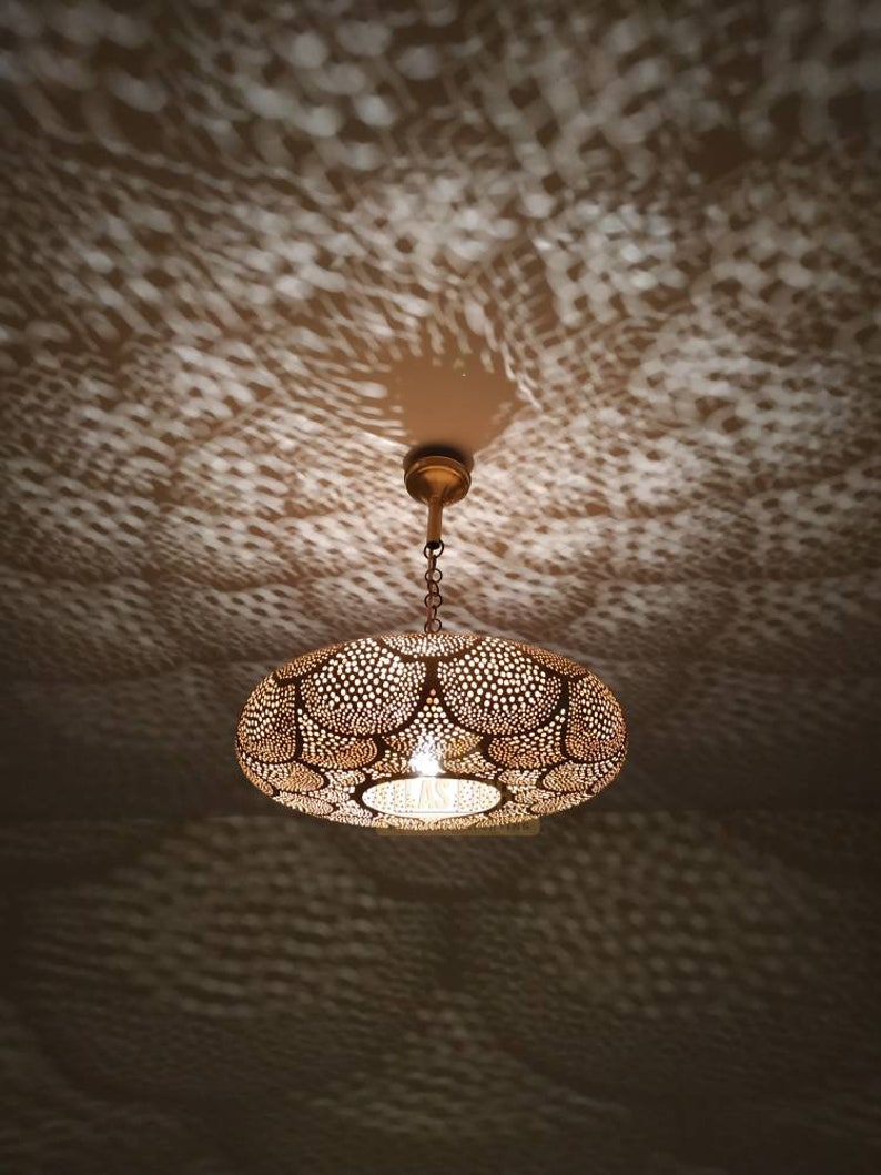 Moroccan lamp\u00a0 Copper Handmade Engraved Moroccan Lamp Pendant Light Brass Antique Vintage New Home Decor Lighting