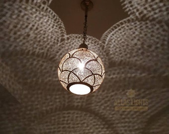 Moroccan Pendant Light Brass Pear Open Bottom Finish Antique Vintage, Moroccan lamp Copper Handmade Engraved, New Home Decor Lighting