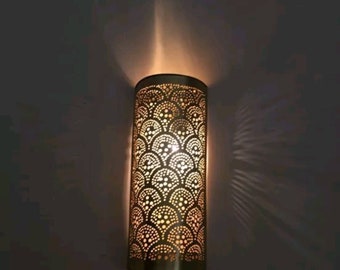 2 wall lights Silver / Gold Moroccan Copper Brass Sconces - Moroccan Handmade Wall light - Brass Wall Light