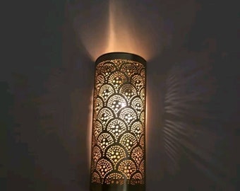 2 handgemaakte Marokkaanse koperen wandkandelaars: woondecoratieverlichting