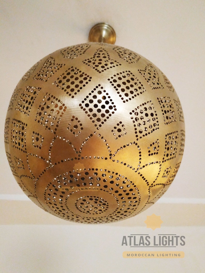 Moroccan Pendant Light , Moroccan Lamp, Fixture Lights Brass Closed Bottom , Moroccan Lampshades Handmade, New Home Decor Lighting image 6