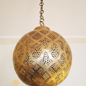 Moroccan Pendant Light , Moroccan Lamp, Fixture Lights Brass Closed Bottom , Moroccan Lampshades Handmade, New Home Decor Lighting image 5